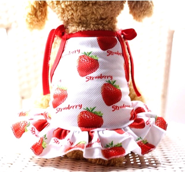 犬服 猫服 ペット服 春夏 イチゴ ワンピース 赤リボン Xs Xxl Ronkichimaru ロンキチマル かわいい犬服 猫服 ペット服