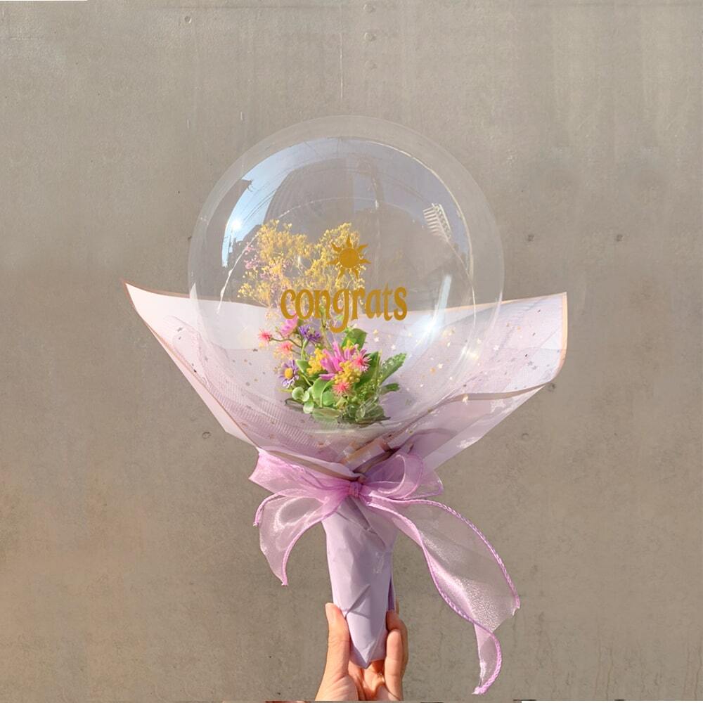 Balloon Flower Bouquet Rapunzel ラプンツェルモデル 大阪 心斎橋 堀江のバルーンとお花を使ったおしゃれな花束バルーンショップ Saguaro Balloon