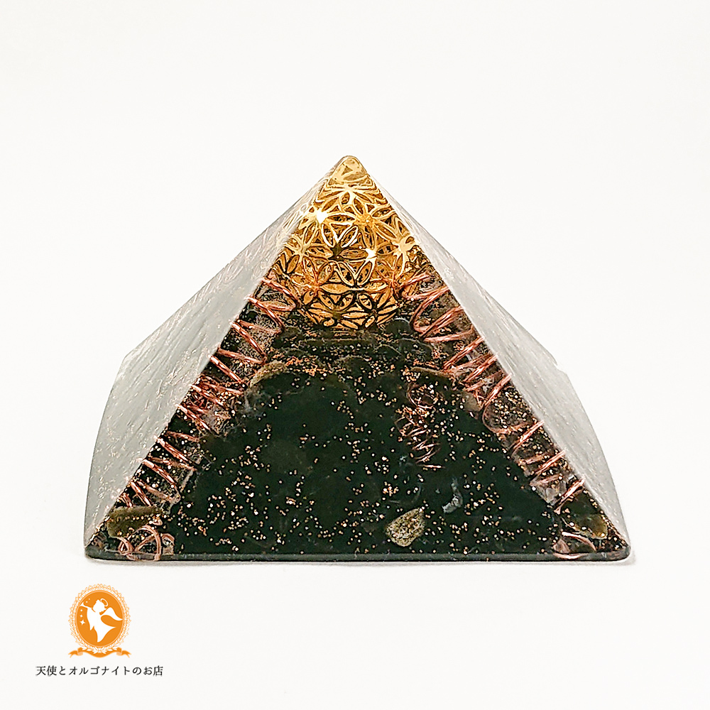 受注制作 浄化と創造のピラミッド フラワーオブライフ 黄金比 オルゴナイト 天使とオルゴナイトのお店