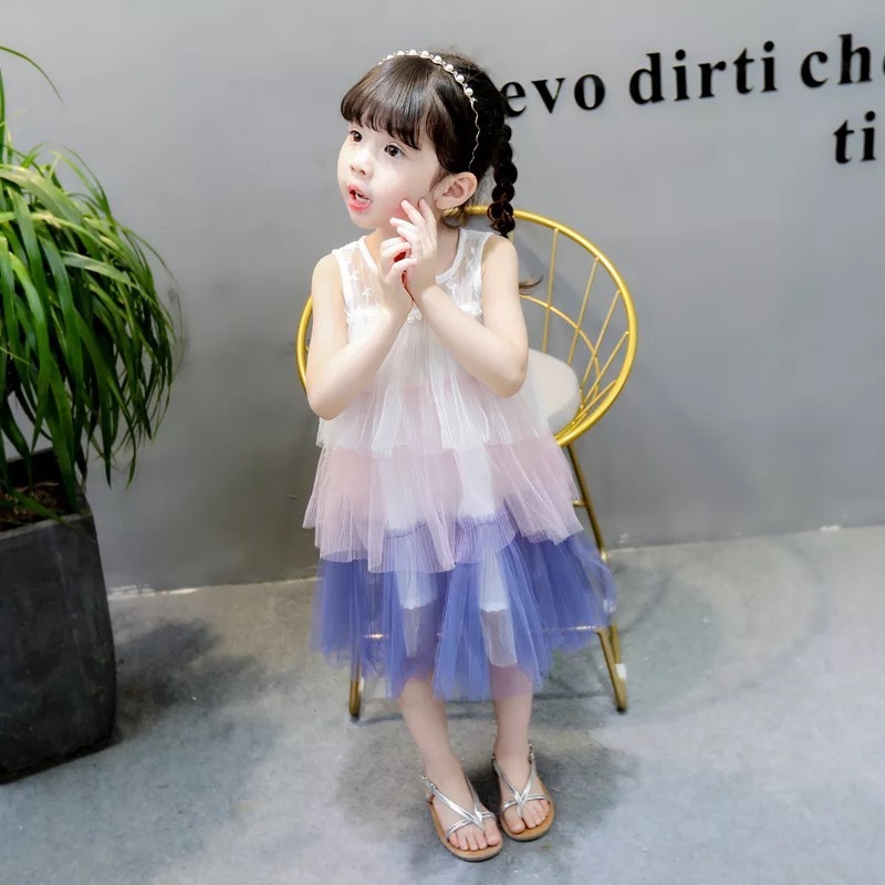 即納 グラデーション ワンピース チュールドレス Hapilya