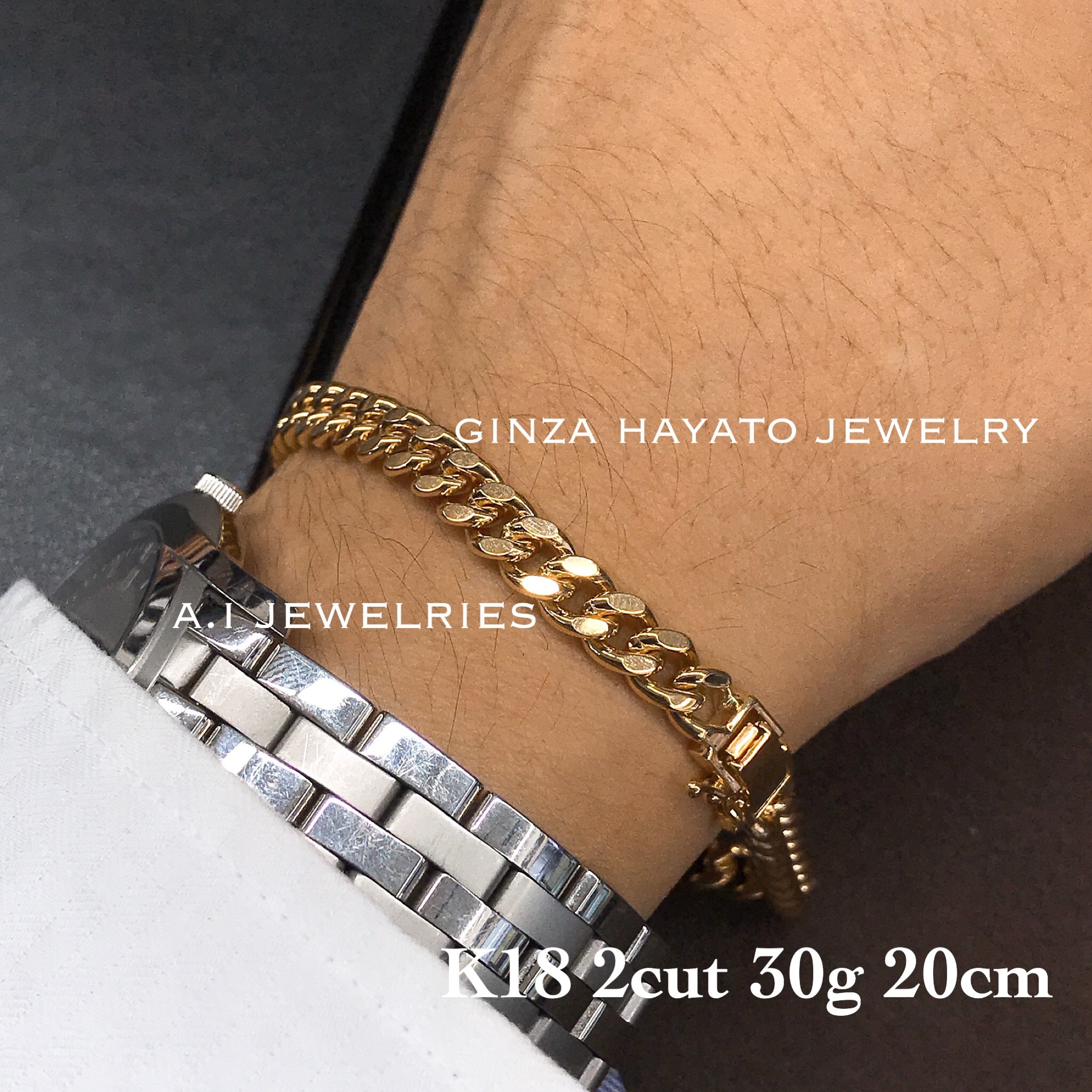 グレイ系 日本産 K18 ブレスレット ブレスレット メンズグレイ系 112 240 Hafryat Com