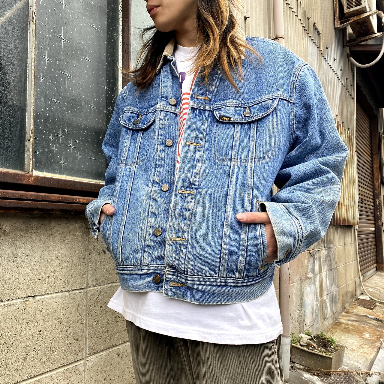 90年代 ビンテージ Lee リー 101 Lj ストームライダー デニムジャケット メンズl 古着 90s ヴィンテージ Storm Rider ブランケットライナー デニムジャケット Sa30 Cave 古着屋 公式 古着通販サイト
