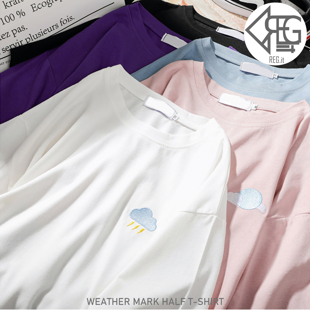 Regit Weather Mark Half T Shirt 韓国服 トップス 半袖 ｔシャツ カットソー 夏 10代 代 プチプラ 着回し ネット通販 Regit