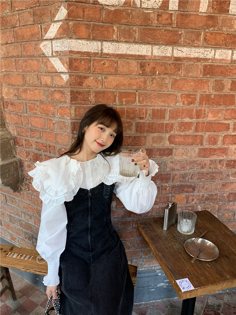 Setup Denim Girly セットアップ ブラウス ワンピ ツーピース トップス ブラウス ビッグカラー フリル ホワイト ジャンパースカート ワンピース デニム Aライン おしゃれ シンプル 無地 ブラック ガーリー 可愛い キュート レイヤード 重ね着 大人 お出かけ デイリー Setup Denim Girly セットアップ ブラウス ワンピ ツーピース トップス ブラウス ビッグカラー フリル ホワイト ジャンパースカート ワンピース デニム Aライン おしゃれ シンプル 無地 ブラック ガーリー 可愛い キュート レイヤード 重ね着 大人 お出かけ デイリー