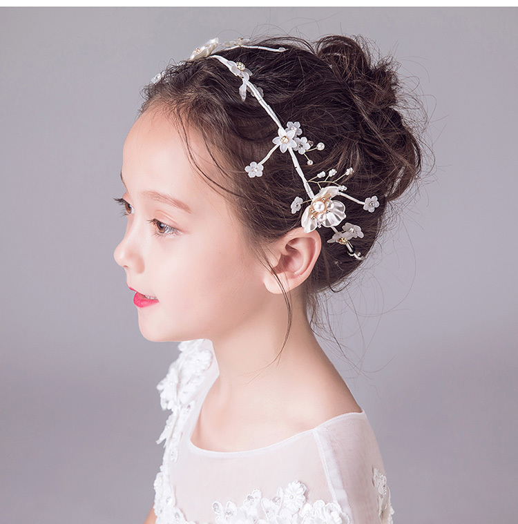 子どもカチューシャ フラワーティアラ ヘアバンド 子供用 フォーマル 髪飾り ヘアアクセサリー キッズ 結婚式 ウェディング 発表会 入園式 卒園式 Elegant