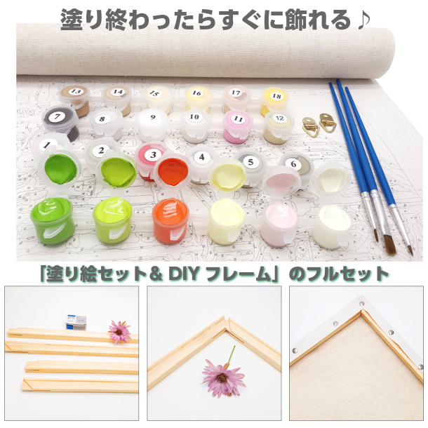 カラフルバルーン アクリル絵の具で作る 数字で塗り絵 油絵風 40x30cm フレーム付 3 600 Hashi Life
