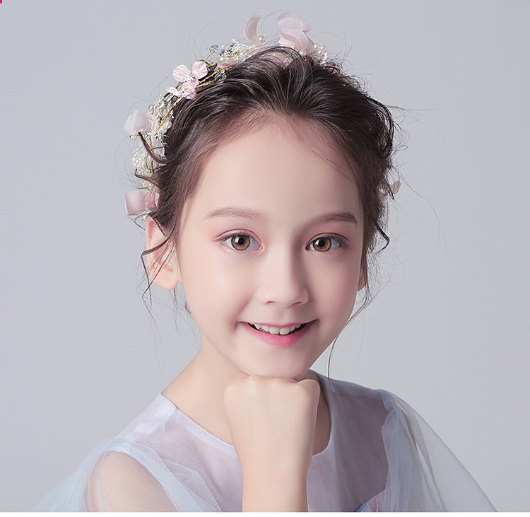 子どもヘアバンド カチューシャ フラワーティアラ 子供用 フォーマル 髪飾り ヘアアクセサリー キッズ 結婚式 ウェディング 発表会 入園式 卒園式 Elegant