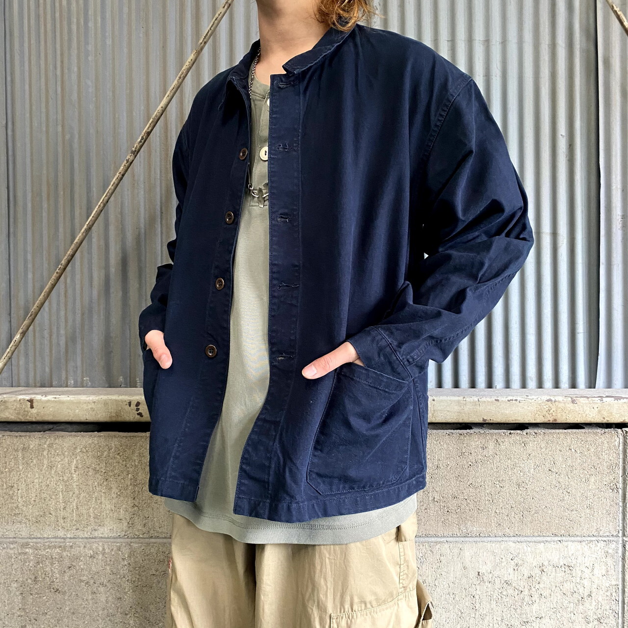 Le Glazik コットンキャンバス ブラック ユーロワークジャケット メンズl相当 ヨーロッパ古着 ルグラジック カバーオール フレンチ ワークジャケット ブラック 黒 ワークジャケット Cave 古着屋 公式 古着通販サイト 6 7 12 00まで半袖シャツ全品10 Off