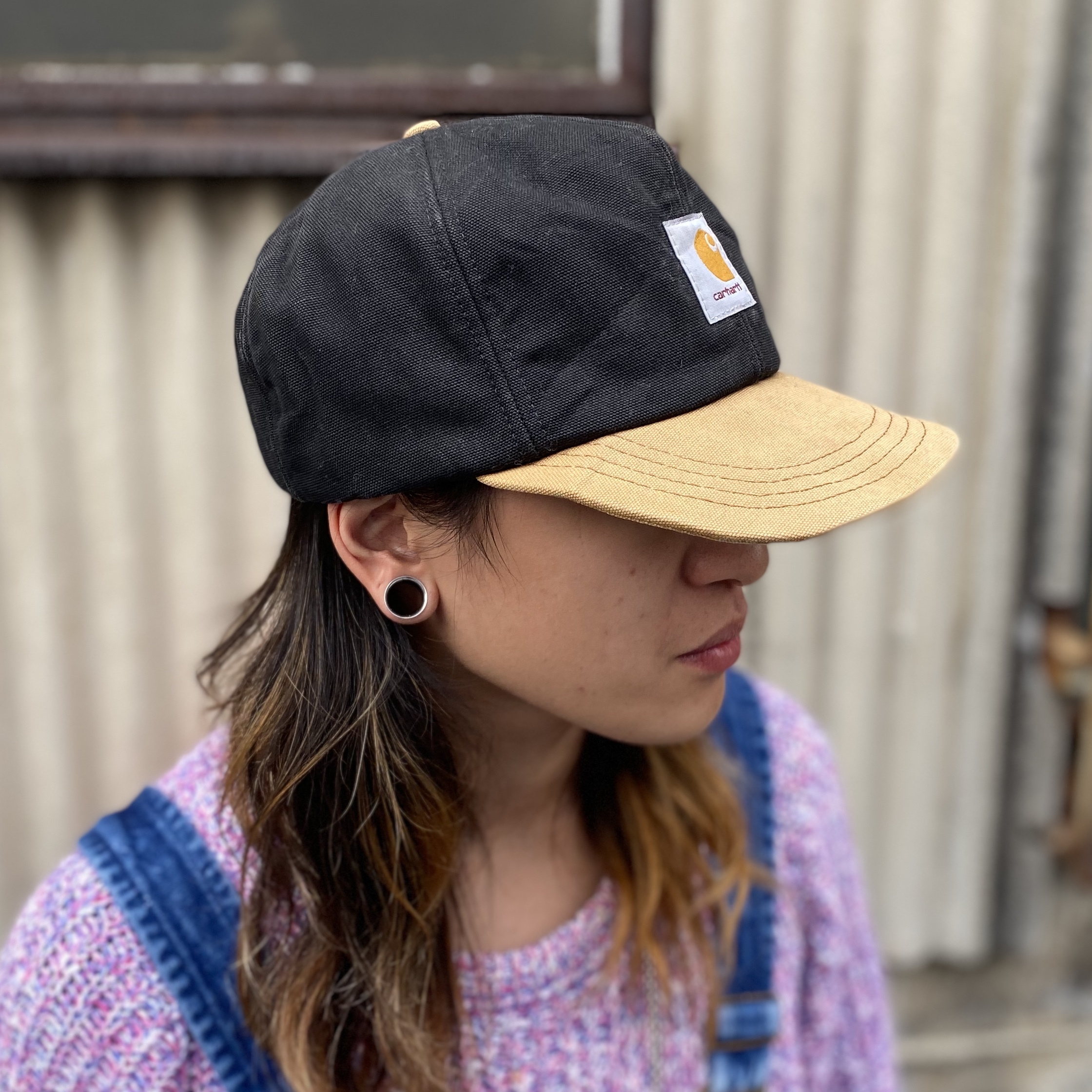 Usa製 Carhartt カーハート ダック地 ロゴ ワークキャップ 耳当て付き 3way ブラック 黒 メンズl 古着 帽子 Cave 古着屋 公式 古着通販サイト