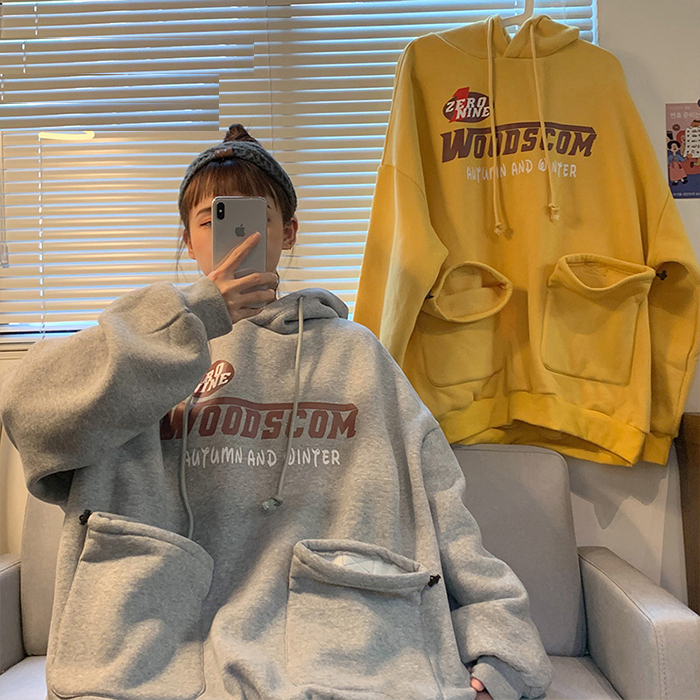 2color ポケットがオシャレ 裏起毛 オーバーサイズ ロゴ パーカー メンズライク Qrea Style プチプラ 韓国ファッション