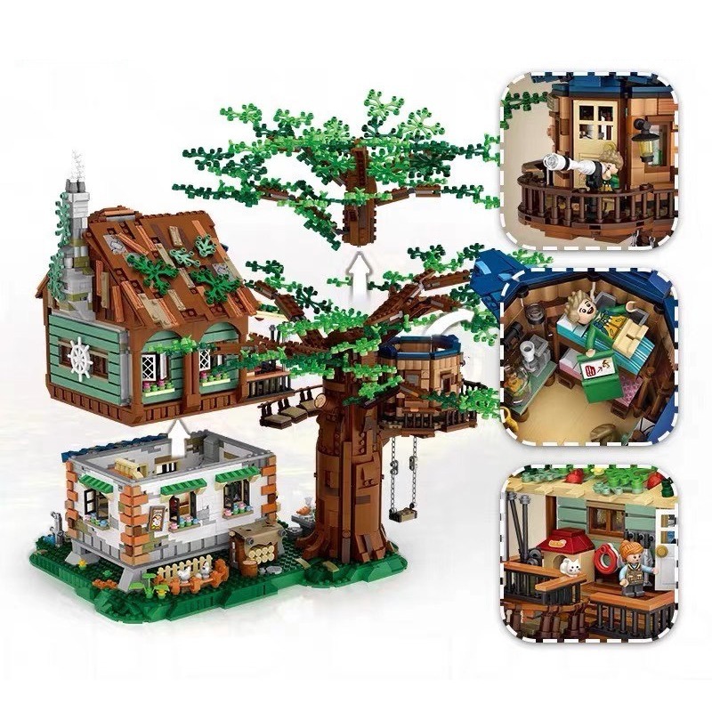 ツリーハウス 水車 レゴ互換 ブロック 教育 木 レンガセット ビルディングブロック General0stor