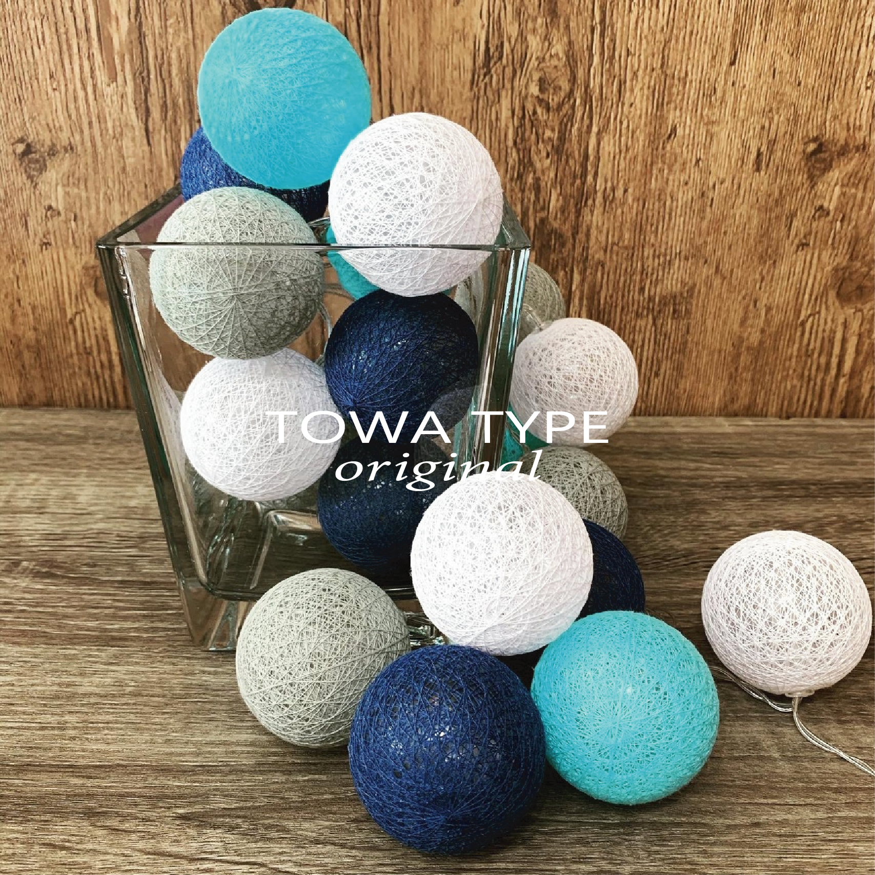 人感センサー ガーランドライト 白空青灰 コットンボール ウェルカム 