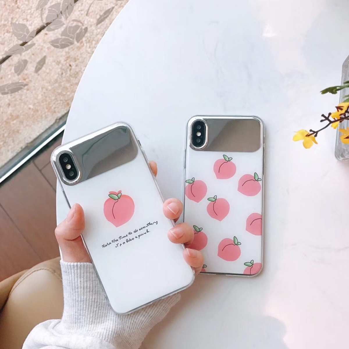 Iphone ケース 韓国 ピーチ 桃 もも ミラー 鏡 シンプル 個性的 面白い おもしろ クリア ケース 可愛い お洒落 Iphone7 8 Iphonex Xs Iphonexr スマホケース 携帯ケース セレクトショップオンリーユー