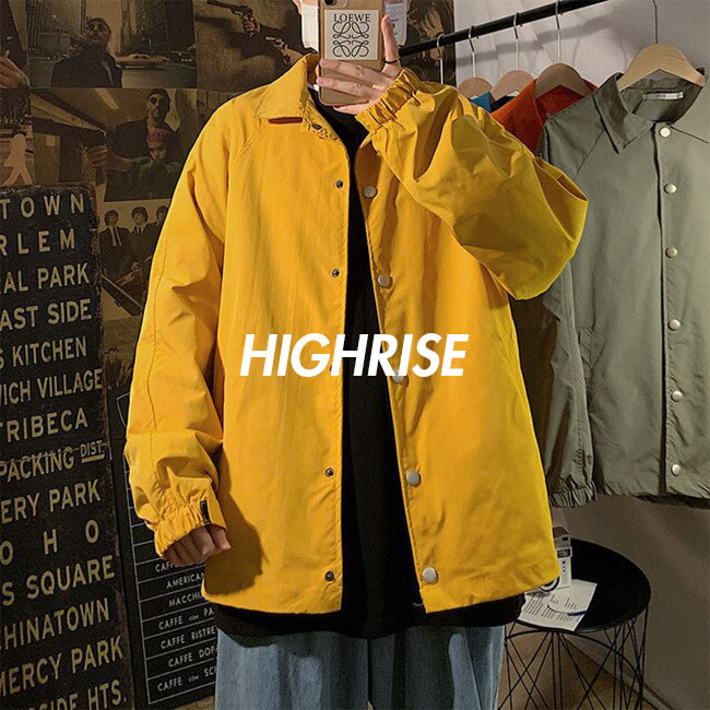 Aw Solid Casual Cotton Jacket Yellow Hr0352 韓国ファッション 韓国スタイル High Rise From Seoul 韓国メンズファッションセレクトショップ