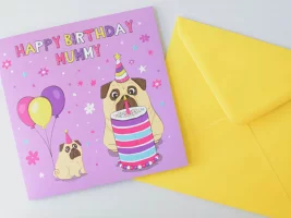 ワンちゃん 風船 バースデーカード Happy Birthday レターセット お手紙 メッセージカード お母さん ママ ギフト 贈り物 お誕生日 お祝い 封筒付き 海外雑貨 ハワイ買い付け シンプル おしゃれ 犬 カラフル ケーキ Puahawaii