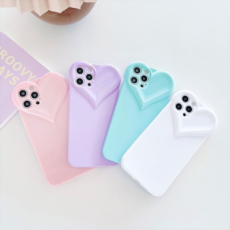 送料無料 ぷっくりハート Iphoneケース パステルカラー 立体 スマホカバー シンプル 可愛い 学生 ポップ おしゃれ Lamitte Deco トレンド 韓国ファッション ショップ