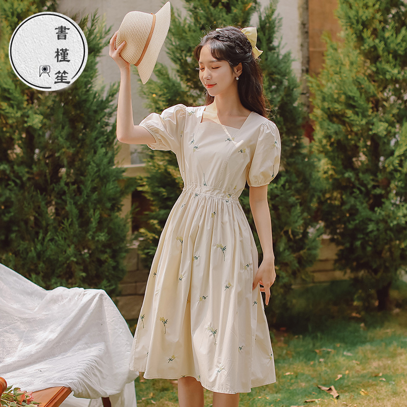 書槿笙シリーズ 刺繍ワンピース 民族風 レディースファション 夏 半袖 合わせやすい デート 結婚式 Elegant
