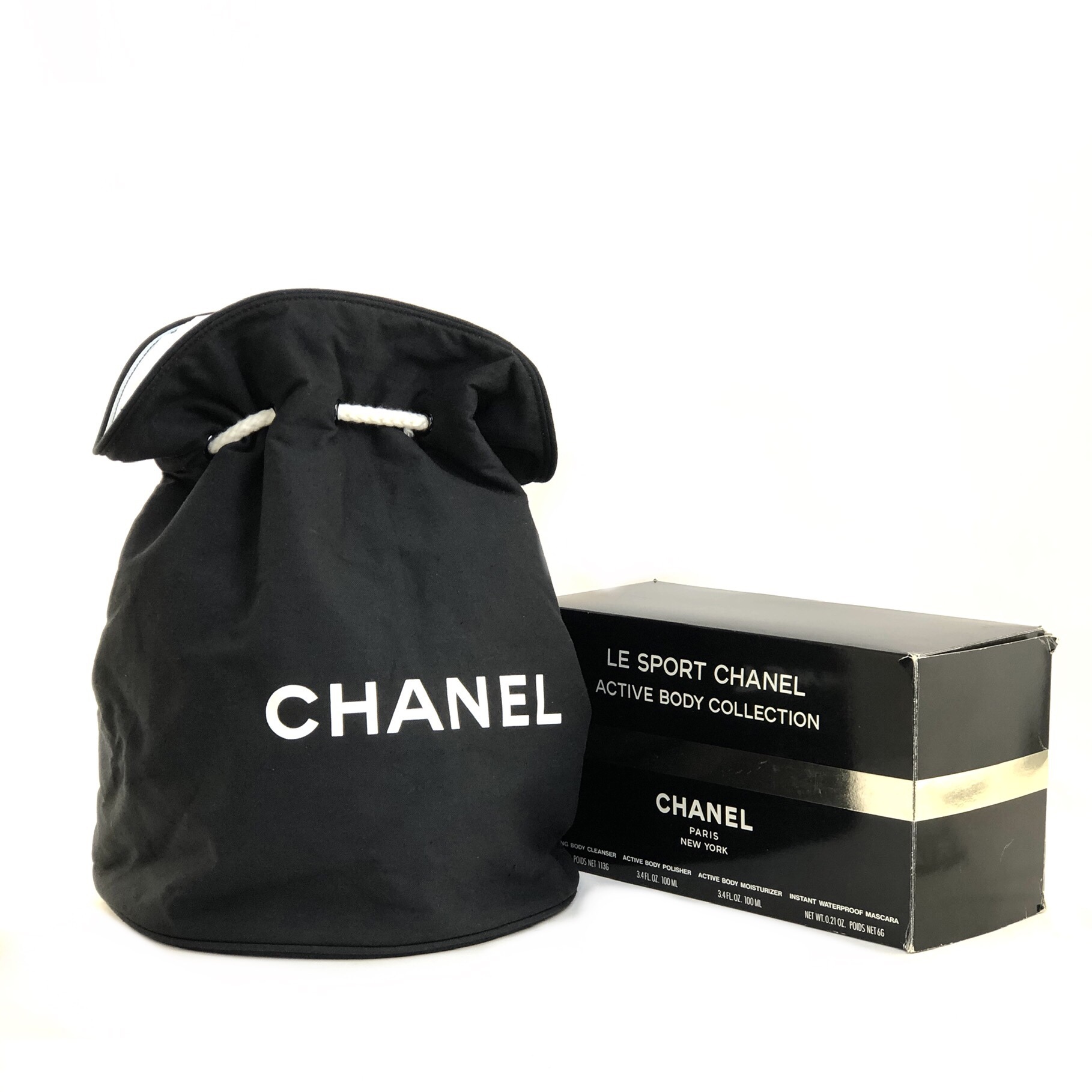 Chanel シャネル ロゴ 巾着 プールバッグ ショルダーバッグ ブラック Vintage ヴィンテージ オールド Vintageshop Solo