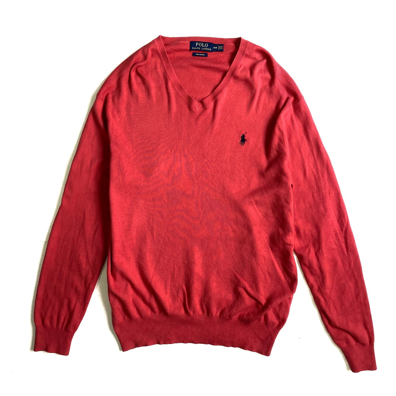 Polo Ralph Lauren ポロ ラルフローレン Vネック コットンニットセーター メンズm 赤色 レッド 古着 ニットセーター Al2109 Cave 古着屋 公式 古着通販サイト