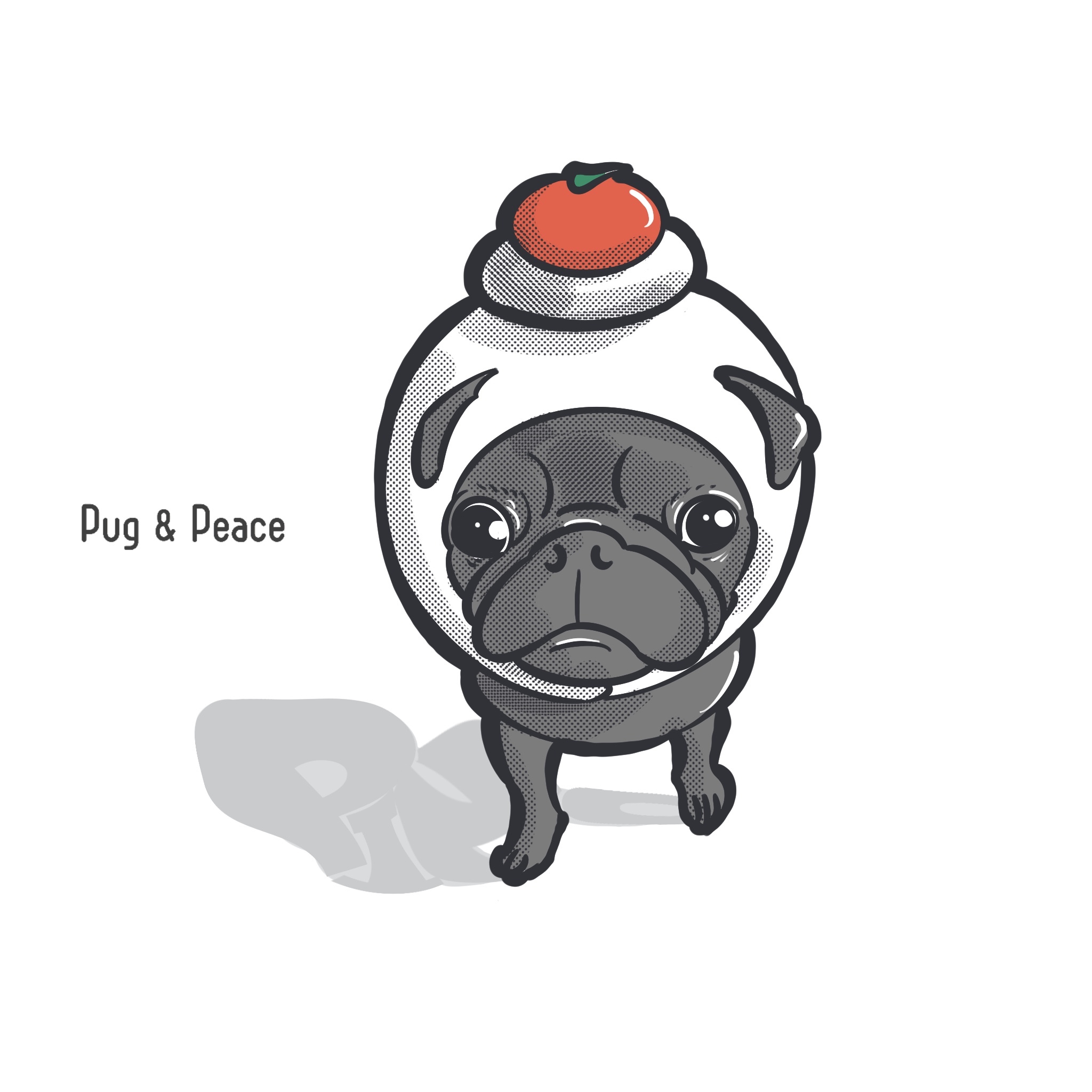 似顔絵お絵描き イラストパネル パグ ピース