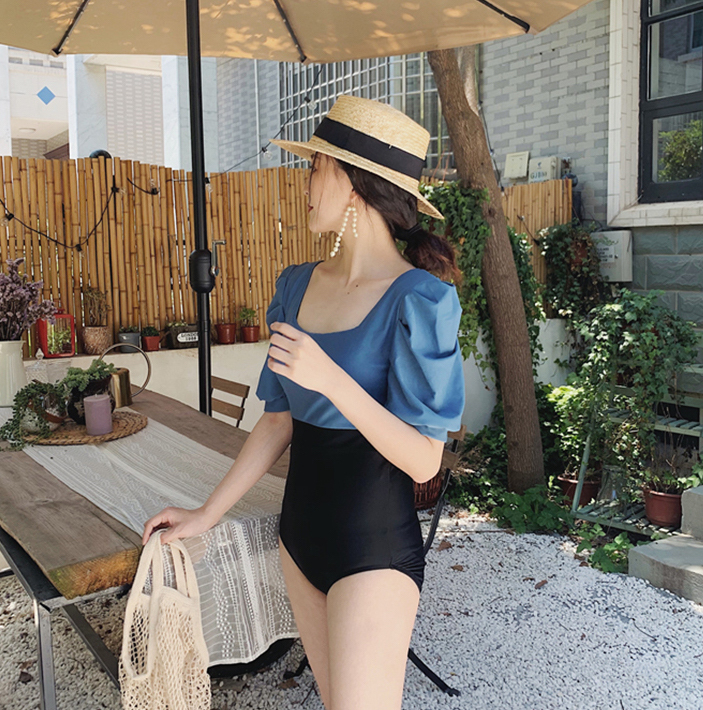 パフスリーブ 半袖 ワンピース水着 韓国水着 B2 Amliy