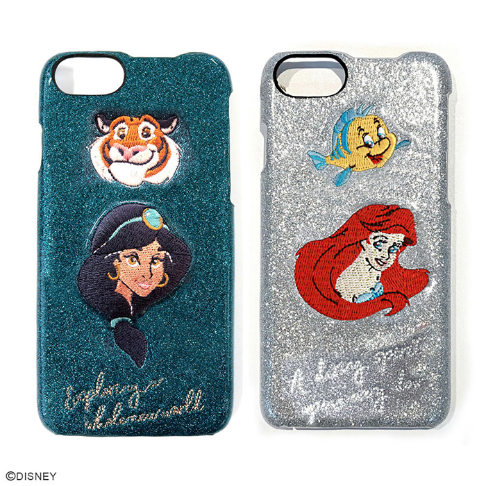 Iphone8 Iphone7 Iphone6s Iphone6 ディズニー プリンセス 刺繍入り ラメ ケース Iphoneケース ジャスミン ラジャー フランダー アリエル アラジン Stars