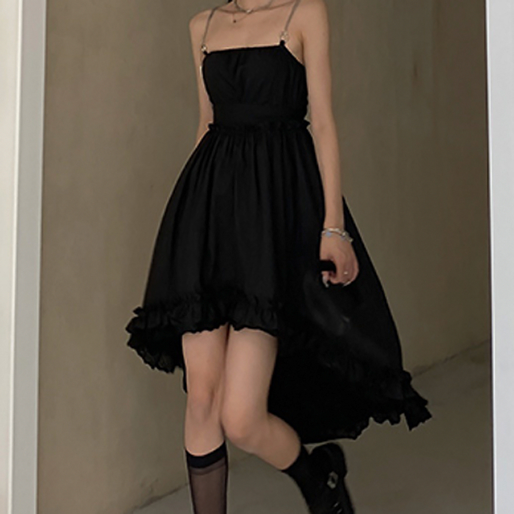 ゴシックアシンメトリーワンピース Black Lotus