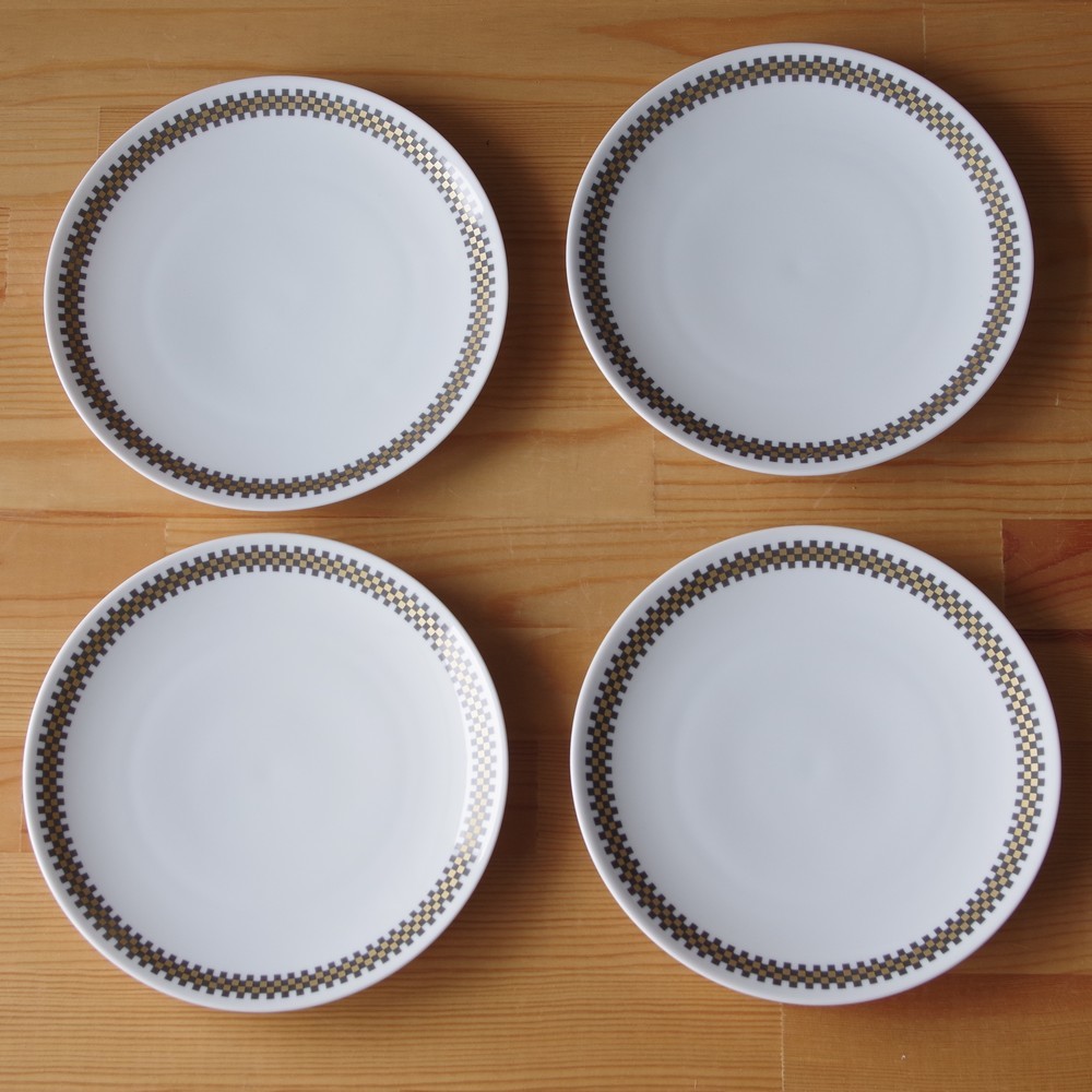 ドイツ製 ビンテージ食器 Thomas トーマス ブラック ゴールド チェック柄 デザートプレート 中皿 1 4 レトロモダン シンプル おしゃれ アンティーク ケーキ皿 Flohmarkt フローマルクト