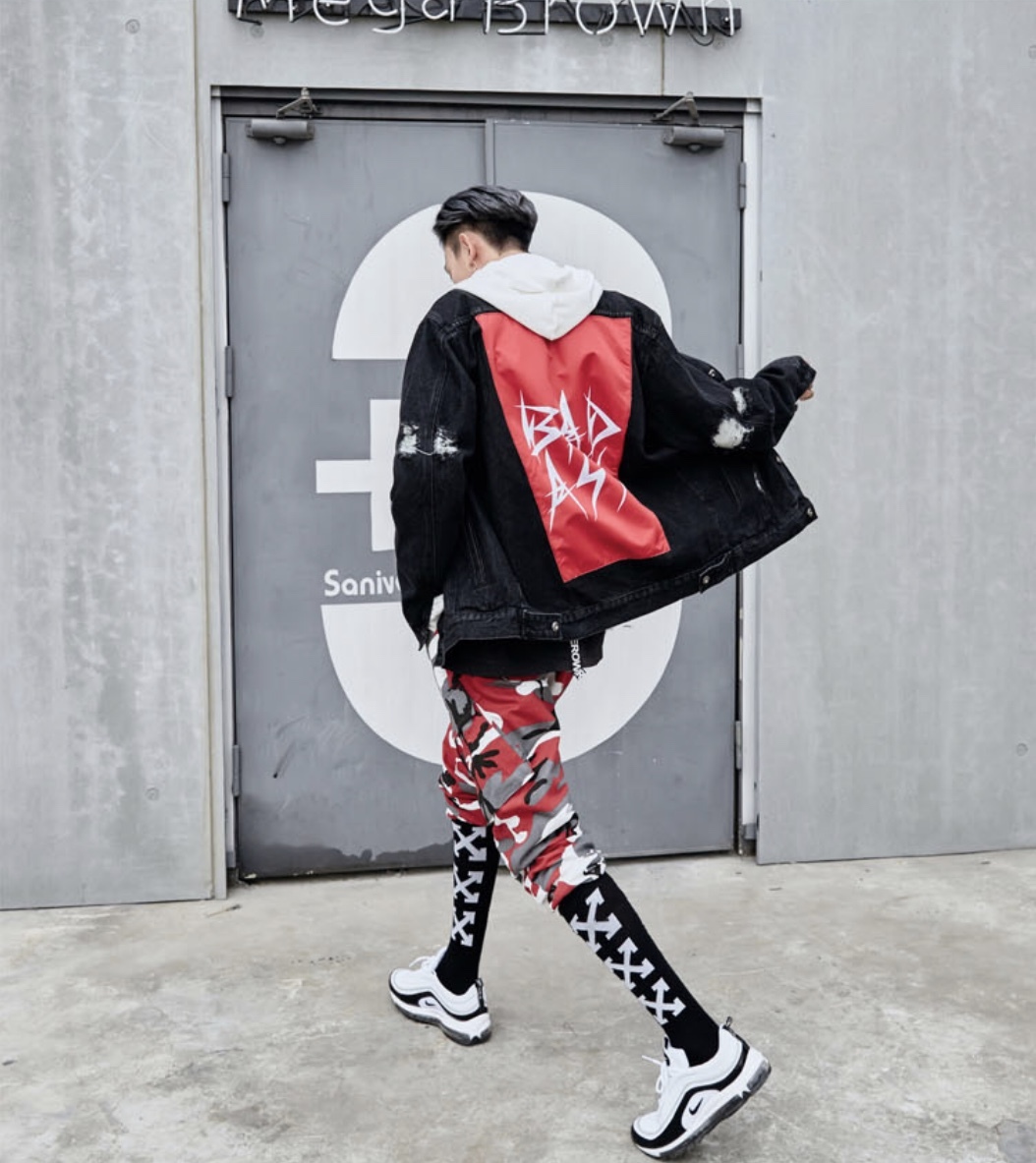 ダメージデニムジャケット メンズ 韓国風 ストリートファッション Aloof 韓国 ストリート