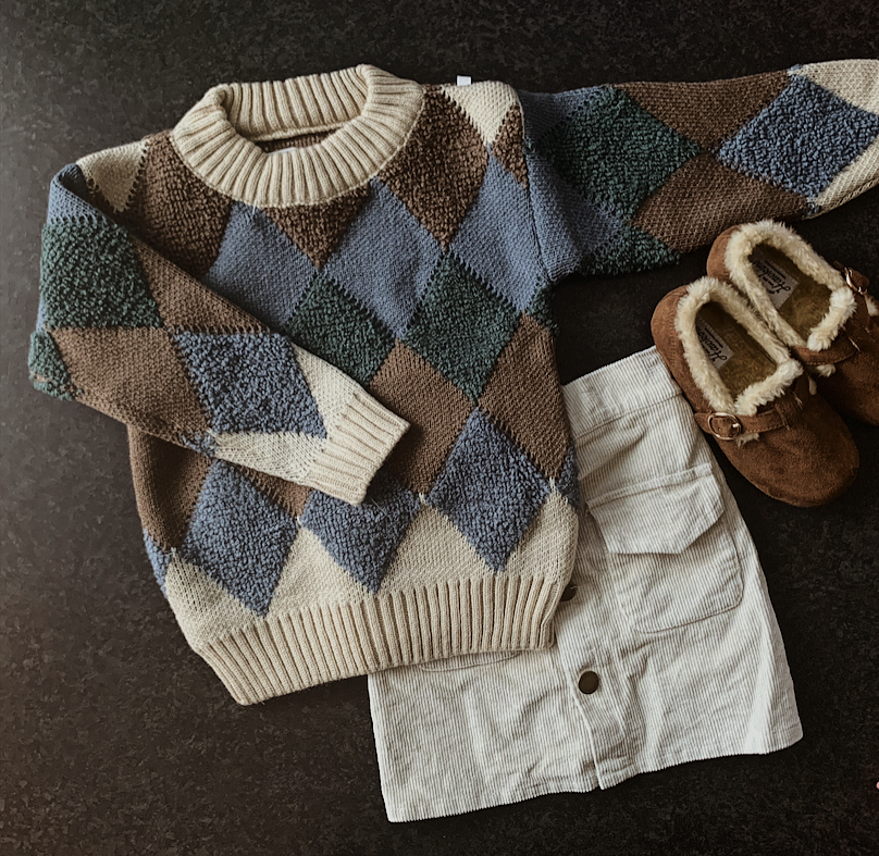 アーガイル柄ニット Baby Posket