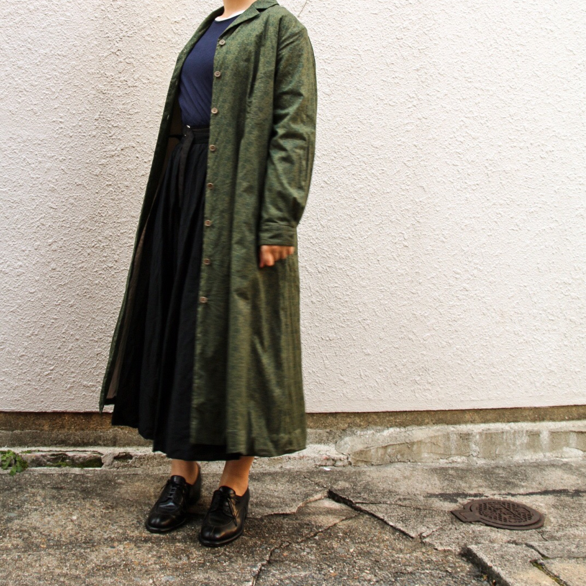 Yaeca Write Women ラペルコート Full Bloom Dark Green Routes Roots