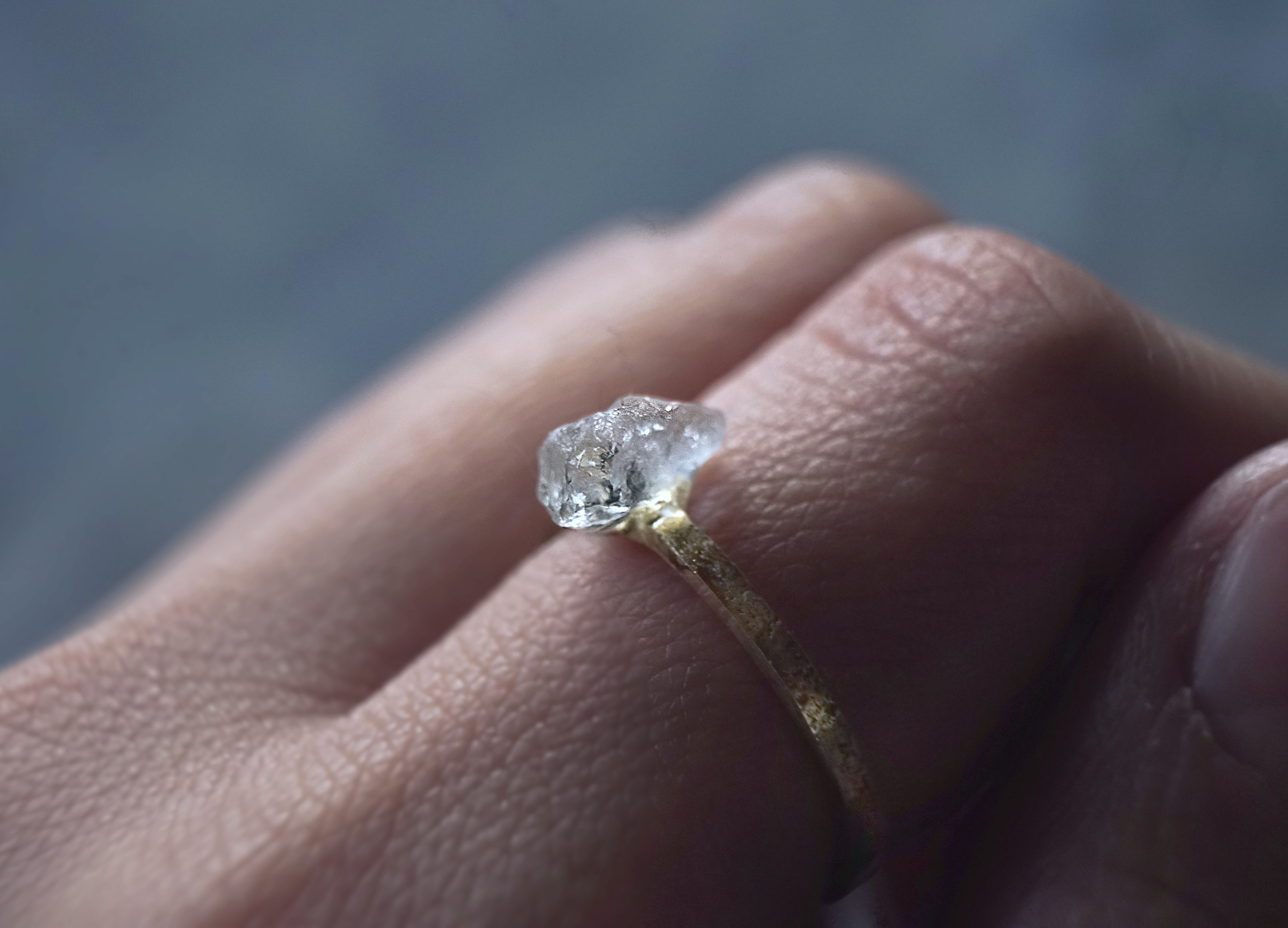 水晶の真鍮指輪 氷水晶 せつ