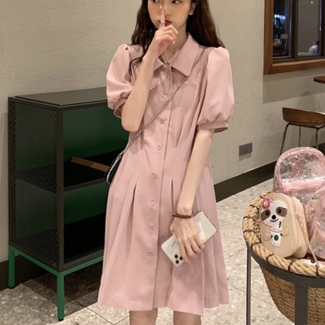 襟付きパフスリーブワンピースpk0170 Pinkcloset