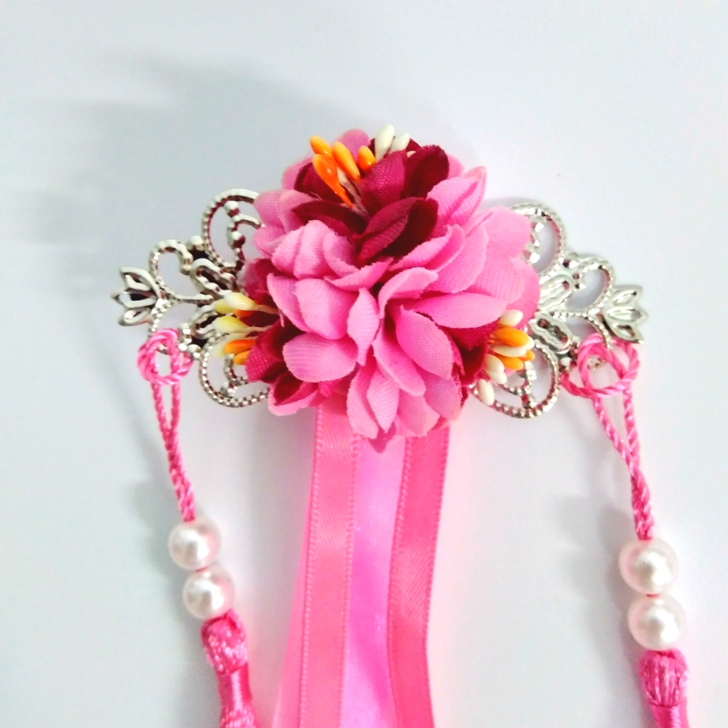 チャイナ髪飾り 牡丹ー０２ 濃桃 おもガラ庵