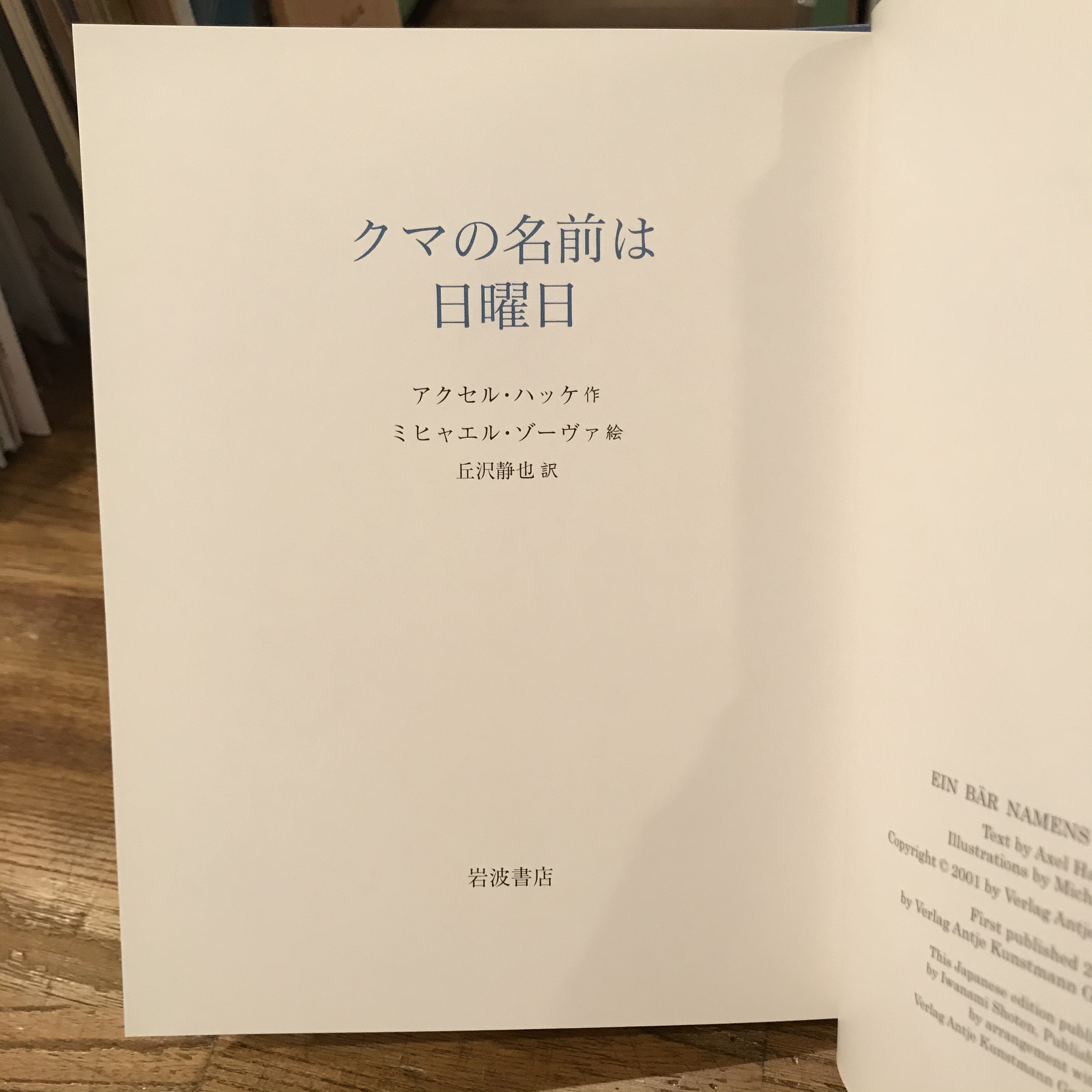 クマの名前は日曜日 アクセル ハッケ作 ミヒャエル ゾーヴァ画 丘沢静也訳 百年