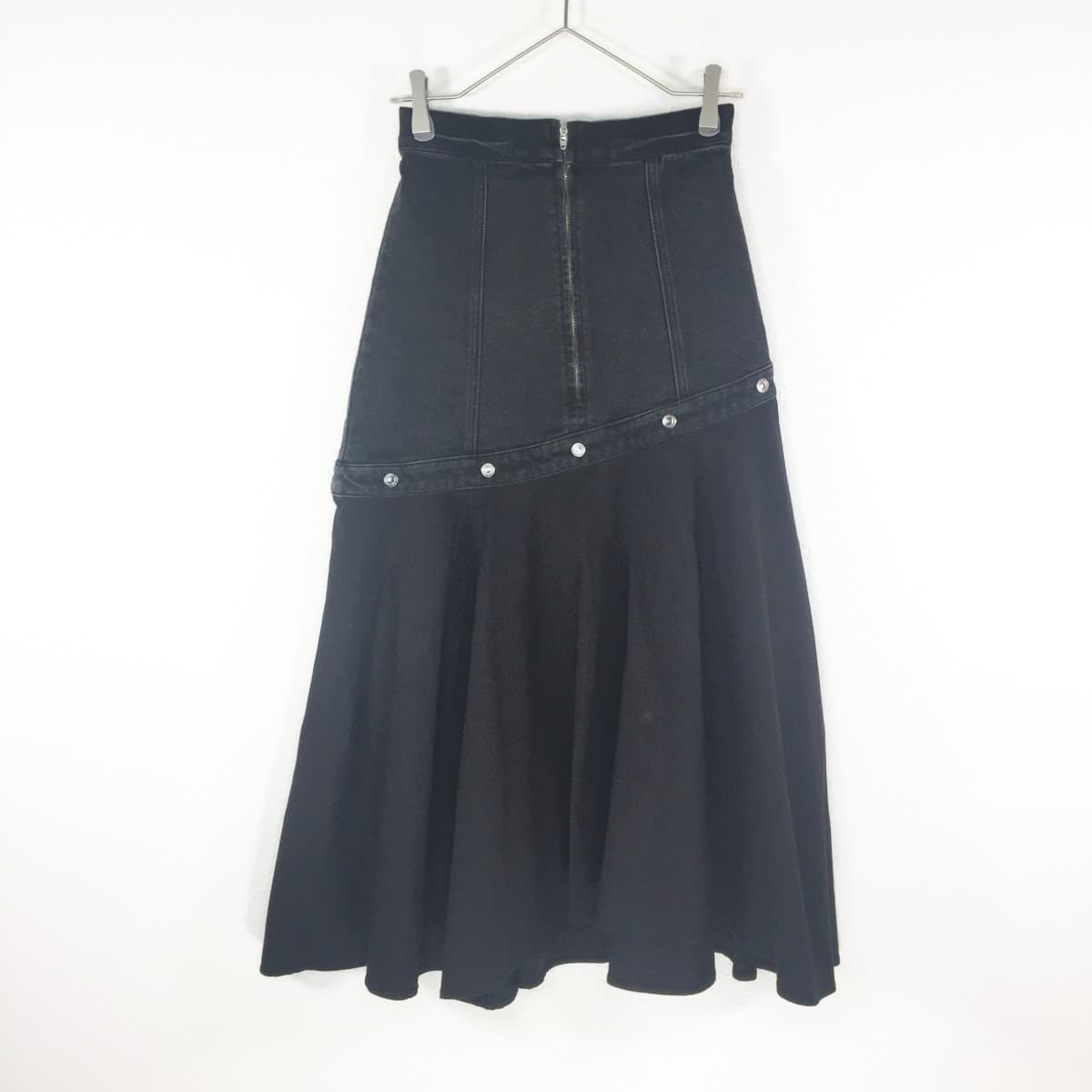 Ameri Vintage アメリヴィンテージ Flowing Line Denim Skirt フレアデニムドッキングスカート ブラック フクル ファッションブランドユーズドセレクトショップ