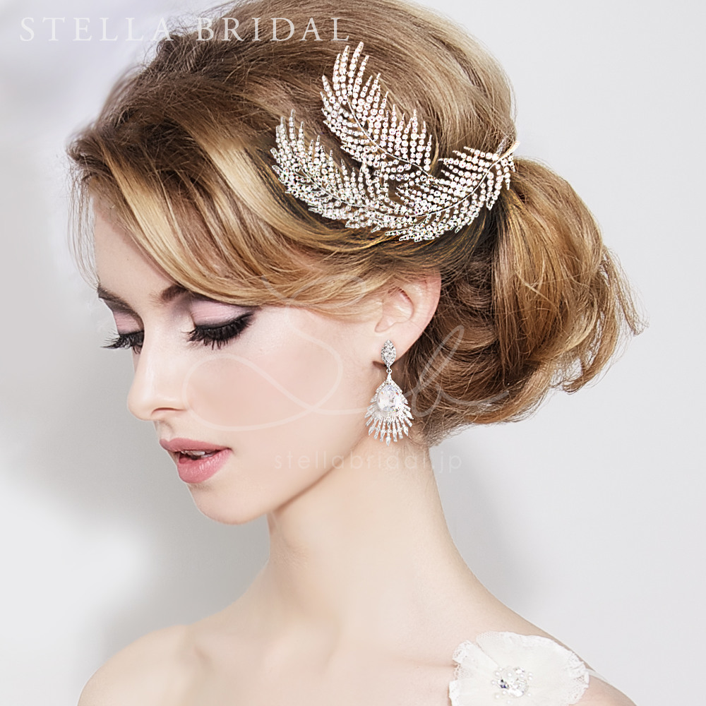 クリスタルフェザー ブライダルヘッドドレス Stella Bridal オシャレ花嫁さま御用達ウェディングアクセサリーショップ ステラブライダル