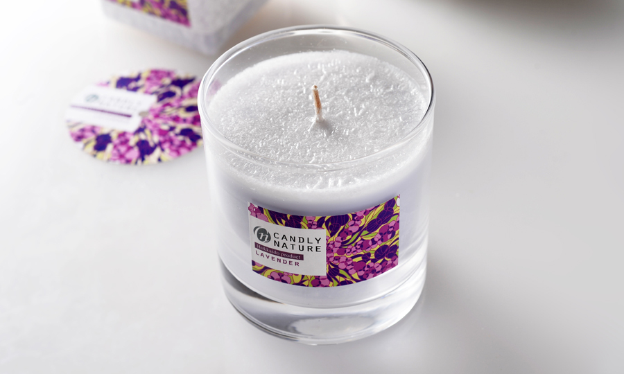 北海道天然アロマキャンドル 瓶 ラベンダー Mofuco By Candly