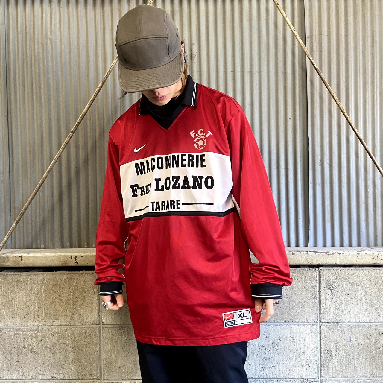 90年代 Nike ナイキ 長袖 フットボールシャツ メンズxl 古着 サッカーシャツ ロングtシャツ ロンt レッド 赤 ロングｔシャツ All15 Cave 古着屋 公式 古着通販サイト