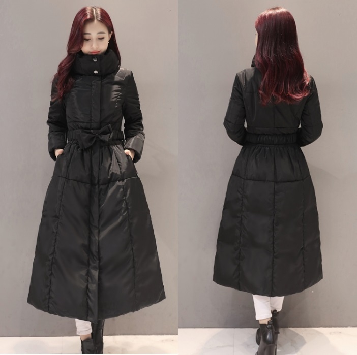 ロング ダウンジャケット レディース アウター コート リボン 大人 防寒 ブラック ロングコート 大きいサイズ Happy Toon