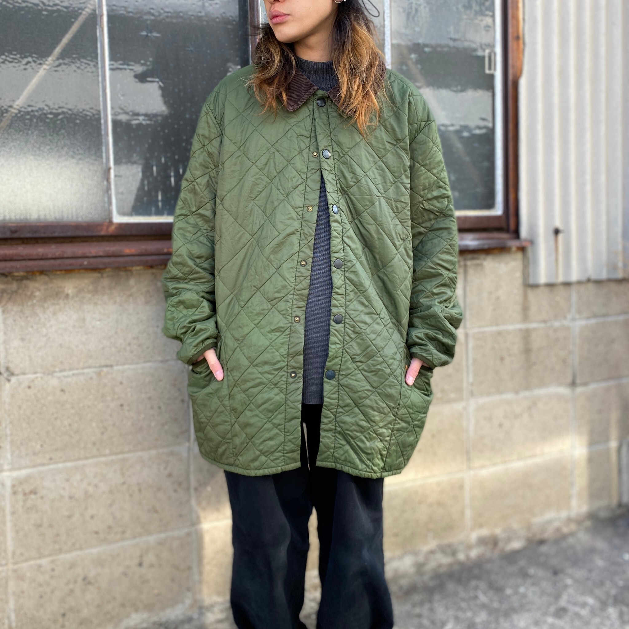 ビッグサイズ Barbour バブアー Liddesdale Jacket リッズデイルジャケット キルティングジャケット メンズxxl相当 カーキ オリーブグリーン 古着 ワークジャケット Cave 古着屋 公式 古着通販サイト