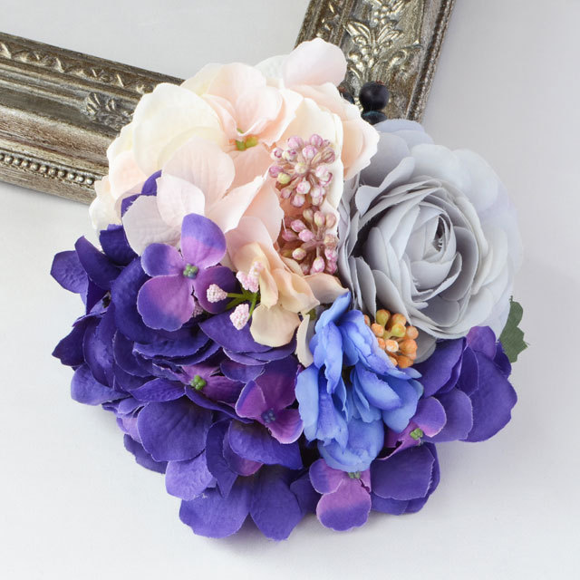 髪飾り 和装 紫陽花コサージュのヘッドドレス Fc139 結婚式 成人式 Cha Cha 和の髪飾り専門店