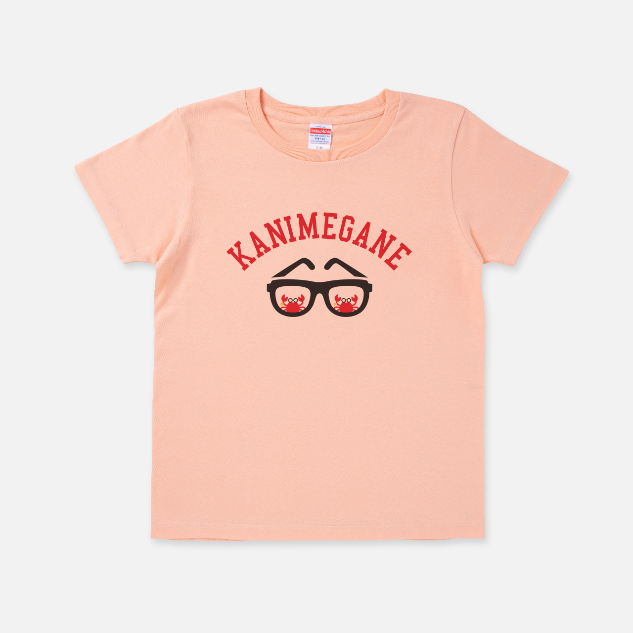 Tシャツ カニメガネ カニブラザーズ アプリコット色 Ckaeru シカエル