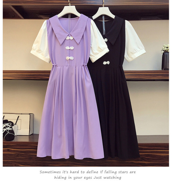 予約開始 Vネックチャイナボタンワンピース Dolly Clock