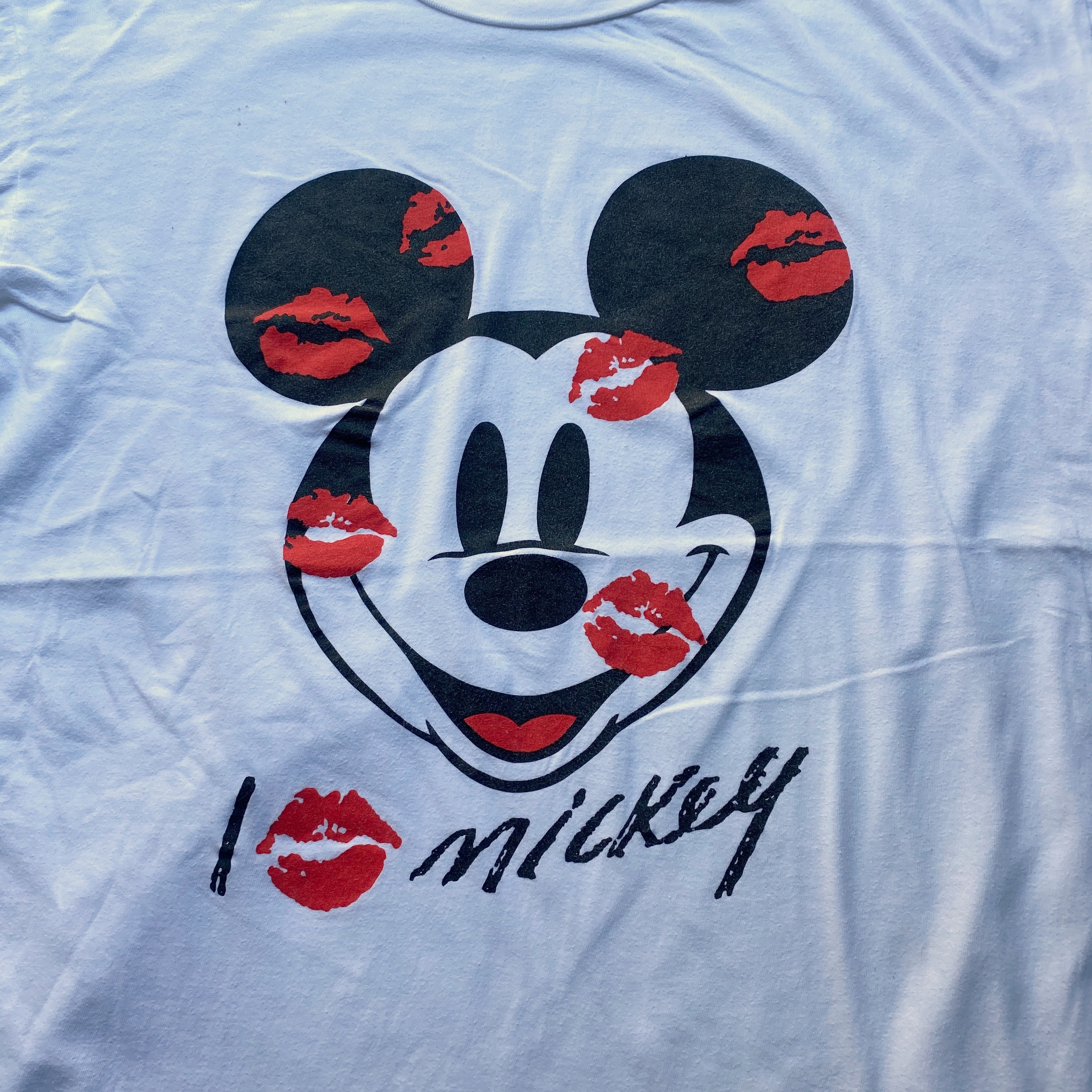 ビッグサイズ Micky Co Disney ディズニー Micky Mouse ミッキーマウス キスマーク プリントtシャツ キャラクターtシャツ メンズ4xl相当 レディース 古着 Tシャツ Cave 古着屋 公式 古着通販サイト