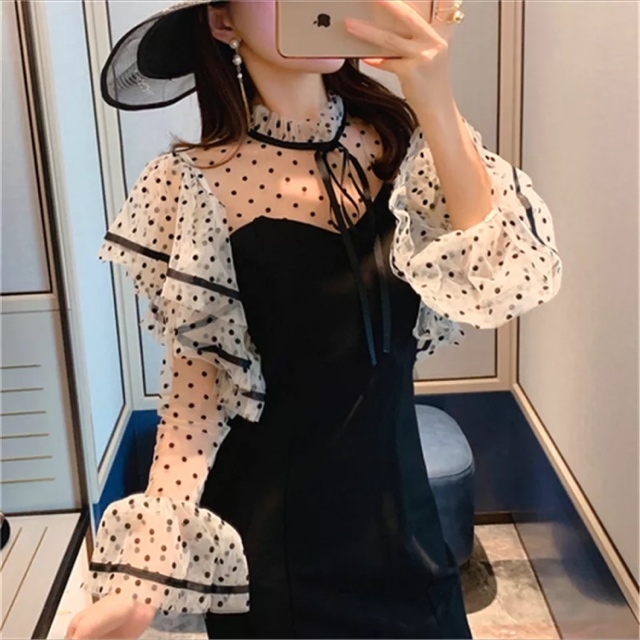 ドットシースルー フリル ワンピース Maryluce ドットシースルー フリル ワンピース Maryluce