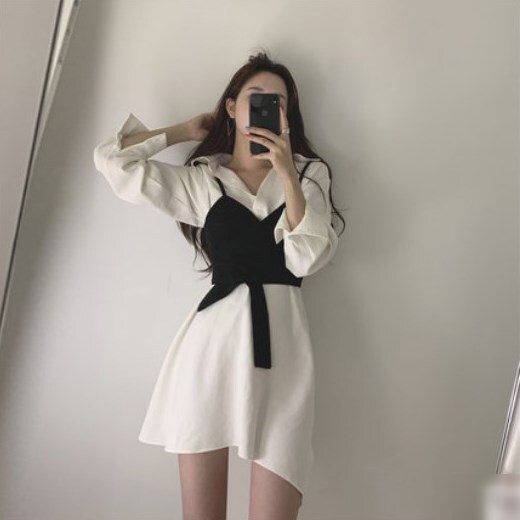 ワンピース シャツワンピ レイヤードスタイル ビスチェ 重ね着 2点セット California Express