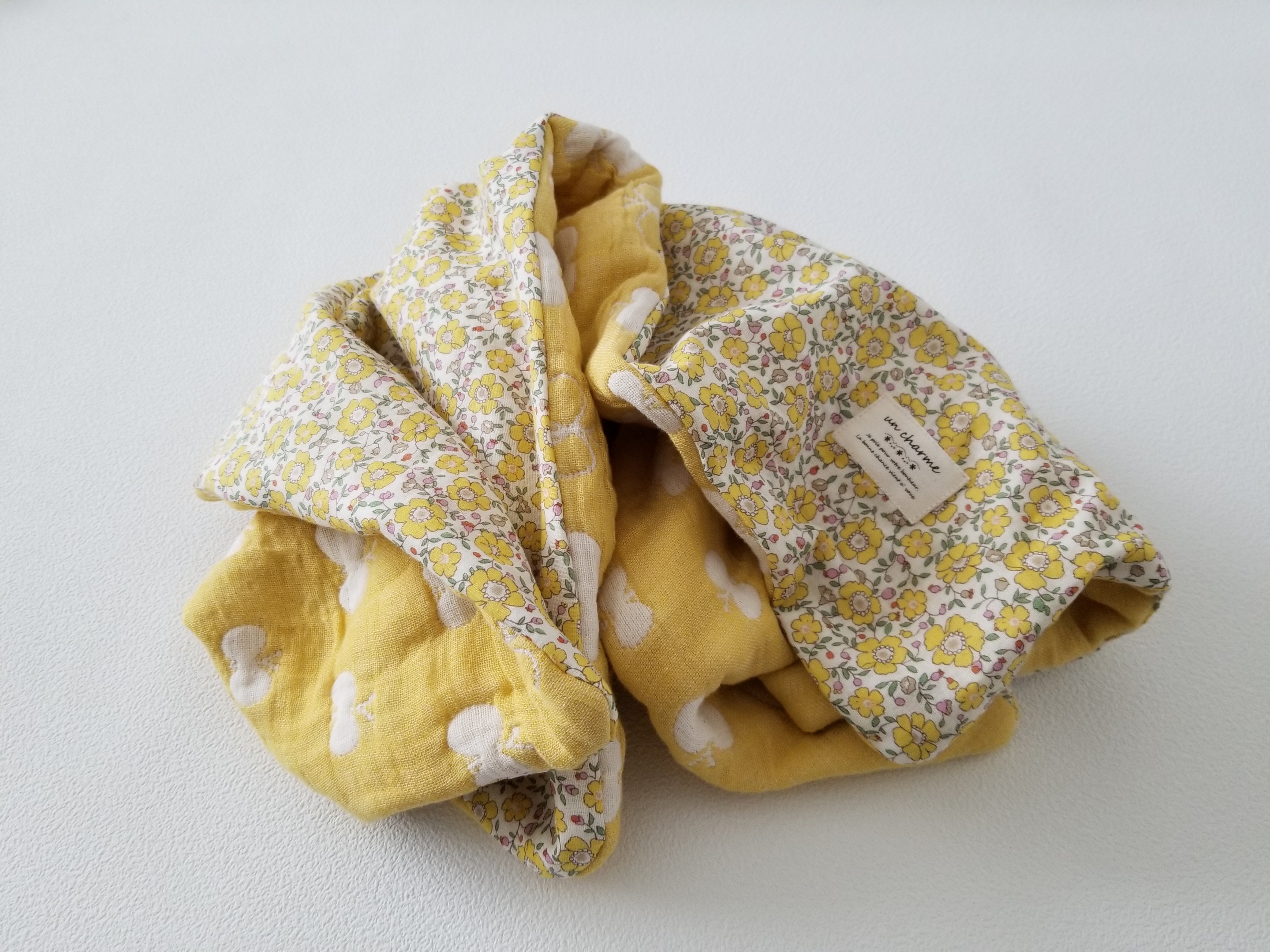 ガーゼケット 春のちょうちょケット イエロー ハンドメイド ハンドメイドのスタイやガーゼケットなどおしゃれなベビーグッズ