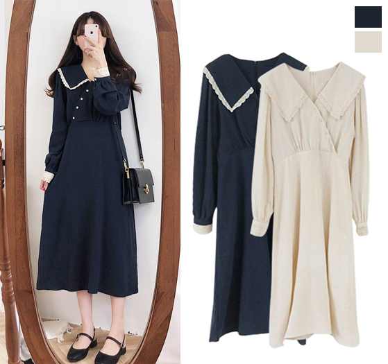 韓国ファッション ロング ワンピース レディース 長袖 レトロ オルチャン 原宿系 春夏秋冬 Tb 494 毒いちご 韓国ファッション