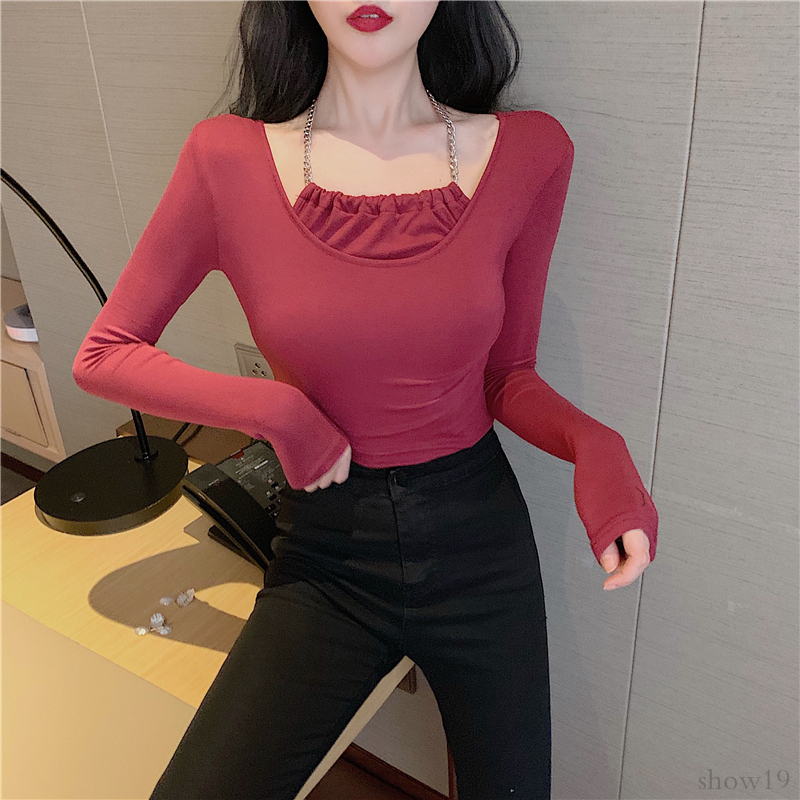 トップス セクシー合わせやすいスリムワンピース重ね着風ホルターネックtシャツ Show19 Com ファションを追いつきレディースアパレル通販サイト